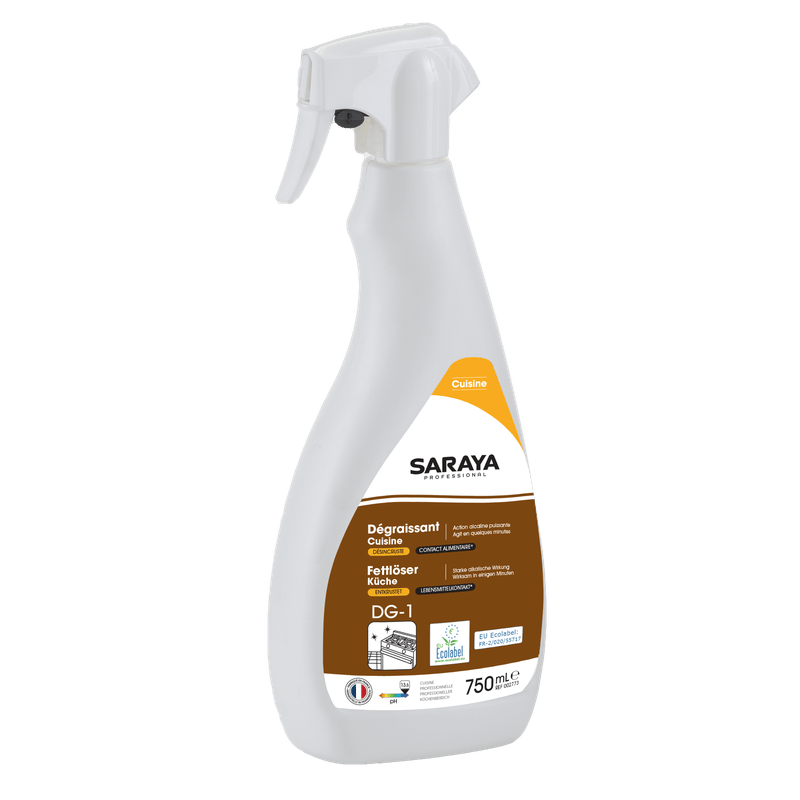 Produs de curățat / degresare pentru bucătărie Saraya Etichetă ecologică | Flacon pulverizator (750 ml)