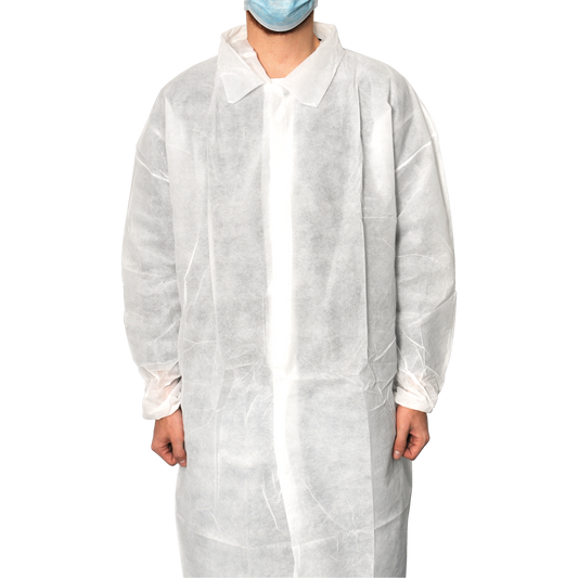 MaiMed-Coat V, palton vizitator din fleece cu 4 butoane presate, aprox. 120 cm