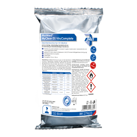MaiMed MyClean DS ViruComplete Refill 120 buc. Șervețele înmuiate-neutre 15x18cm | Pachet (150 bucăți)