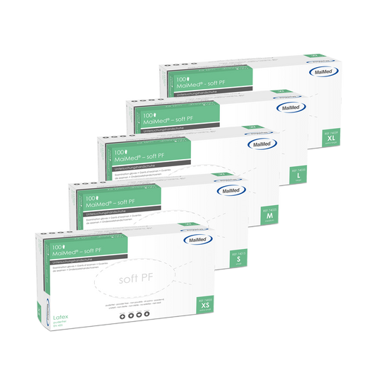 Mănuși de examinare din latex MaiMed-soft PF, sterile fără pulbere, 100 bucăți/cutie