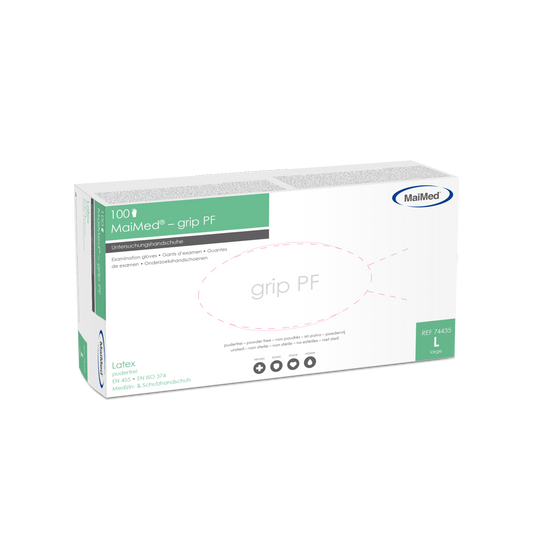 Mănuși de examinare din latex MaiMed-grip PF, nesterile, fără pulbere