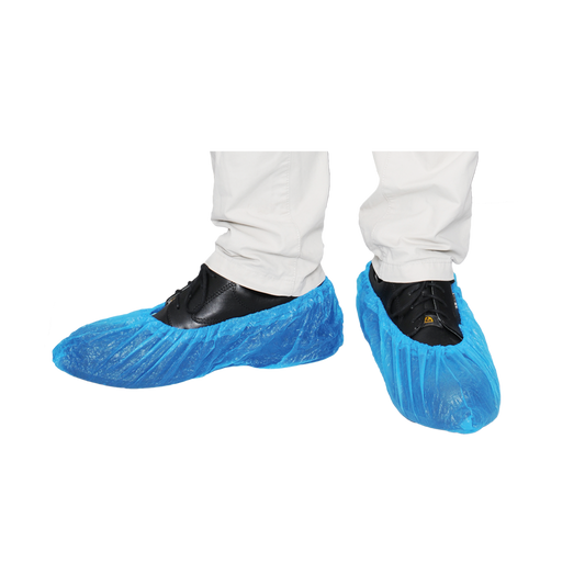 MaiMed-Cover Huse de pantofi CPE Huse de pantofi de unica folosinta din CPE, albastre, 100 bucati/pachet. | Pachet (100 bucăți)