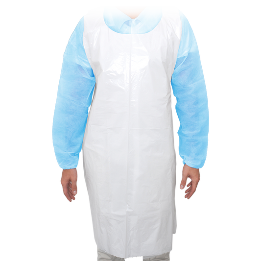 MaiMed-Apron Light PE, șorț din PE 75x120cm alb, 100 buc/pachet, blocat, suprafață netedă | Pachet (100 bucăți)