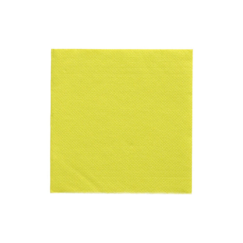 Eine einzelne PAPSTAR Servietten 1/4-Falz, 24x24 cm in limonengrün aus der "DAILY Collection" (20 Stück), von PAPSTAR GmbH, liegt flach auf einem weißen Untergrund - unbenutzt, mit sichtbarer Struktur - ideal für eine stilvolle Tischdekoration.