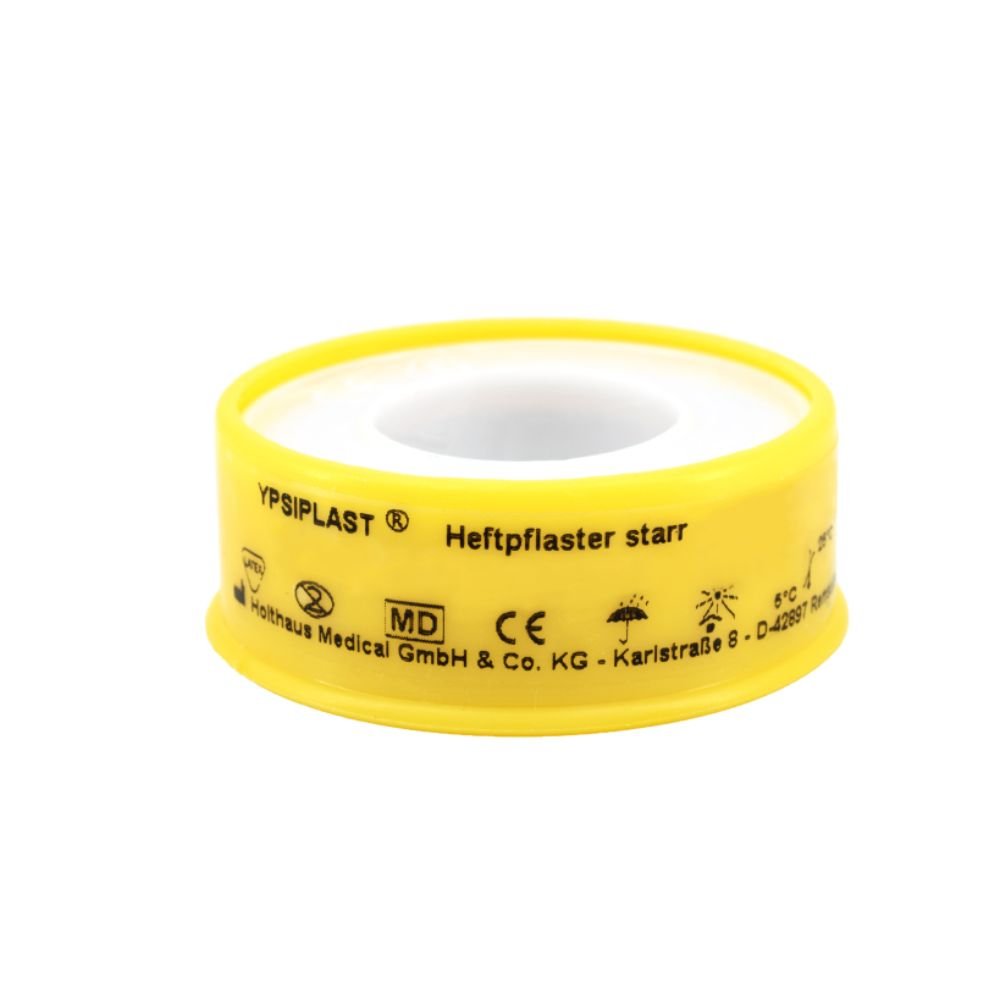 Bandajul adeziv Holthaus Ypsiplast®, rigid, produs de Holthaus Medical GmbH & Co. KG, este o bandă adezivă medicală cu înveliș din plastic galben și texte și simboluri imprimate, destinată îngrijirii eficiente a rănilor, cu o putere mare de aderență, pentru o utilizare medicală fiabilă.