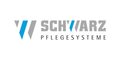 Graues Logo „SCHWARZ Pflegesysteme“ mit stilisiertem W links in Grau und Blau, freigestellt auf hellem Hintergrund