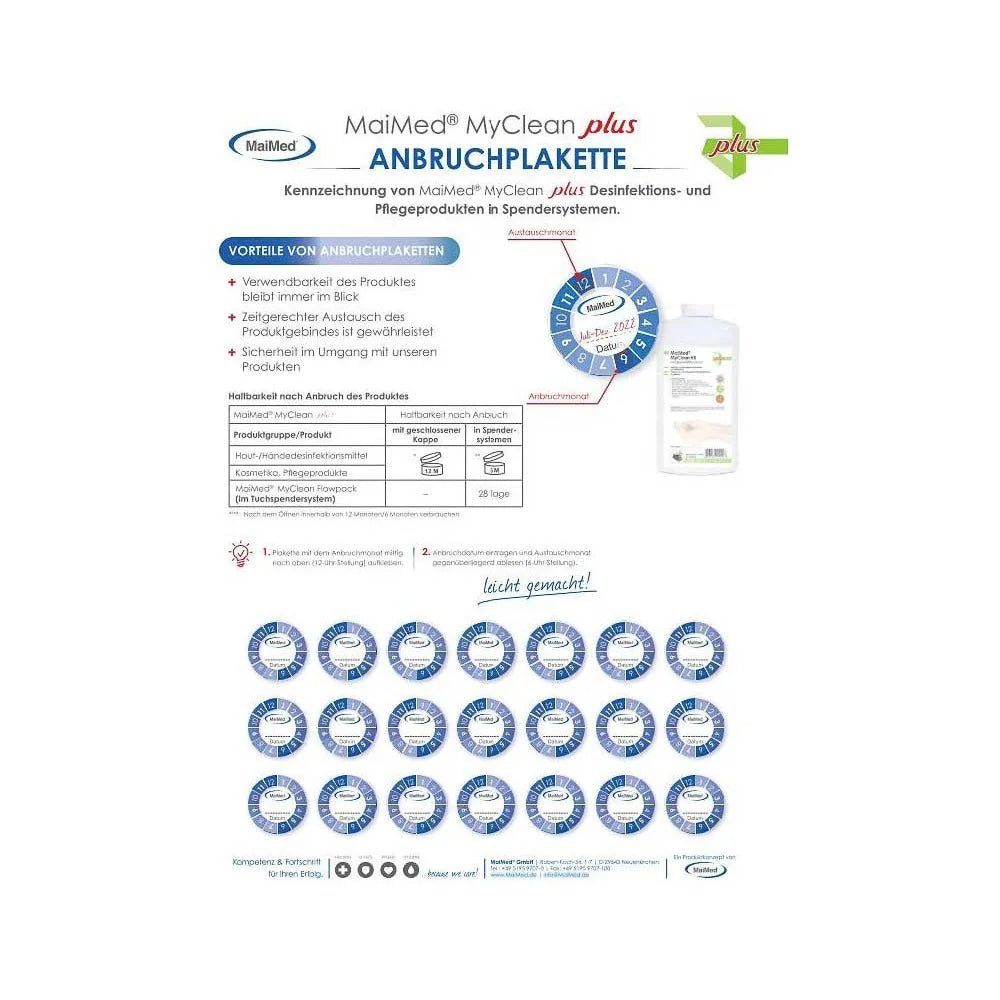MaiMed MyClean plus foaie de autocolante de deschidere din 72 de autocolante de deschidere | Pachet (1 bucata)