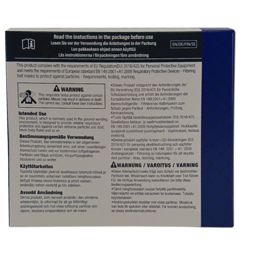 Mască respiratorie FFP2, albă, 10 buc. / Cutie fără supapă, bucle pentru urechi | Cutie (10 bucăți)