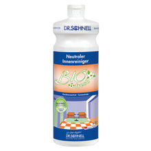 Eine weiße 1L Flasche DR.SCHNELL BIOFRESH Probiotischer Geruchstilger für Gebäudereinigung und Raumfrische von DR.SCHNELL GmbH & Co. KGaA, mit blau-orangem Etikett und Innenraumgrafik - ideal für dauerhafte Frische.