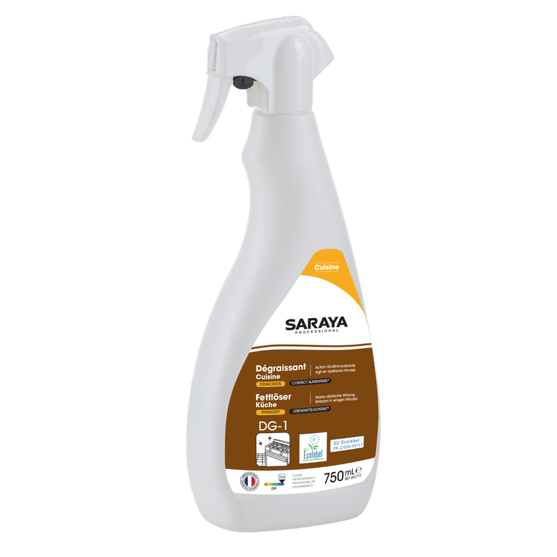Produs de curățat / degresare pentru bucătărie Saraya Etichetă ecologică | Flacon pulverizator (750 ml)