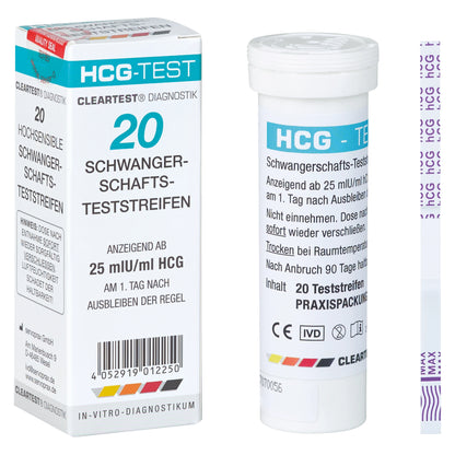 Test clar HCG Benzi de testare a sarcinii - 20 de bucăți | Pachet (20 de teste)