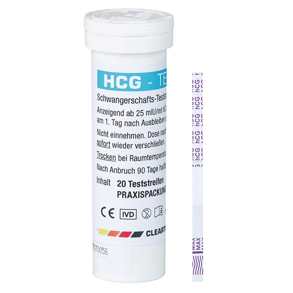 Test clar HCG Benzi de testare a sarcinii - 20 de bucăți | Pachet (20 de teste)