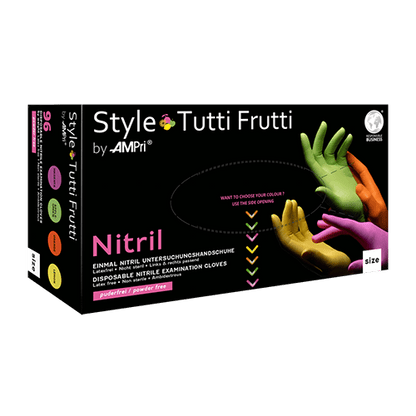 Mănuși din nitril AMPri Style Tutti Frutti, fără pudră, asortate | Cutie (96 de bucăți)