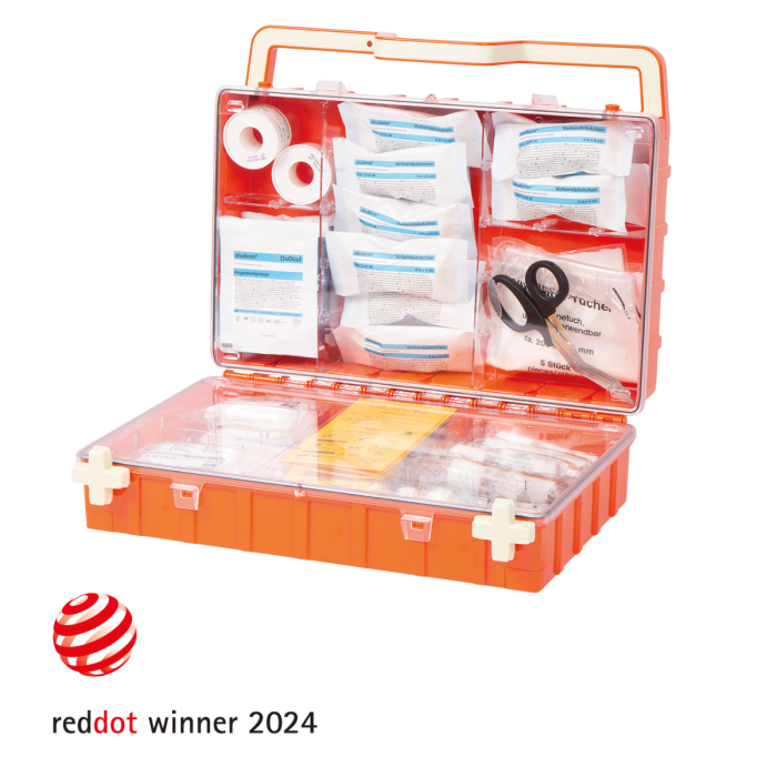 Erste-Hilfe-Koffer orange DYNAMIC-GLOW L Norm DIN 13169