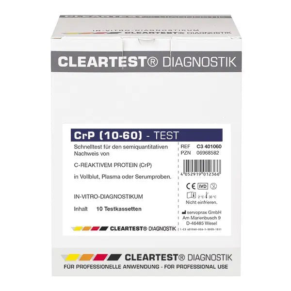 Cleartest CrP HS (10/60) Cut-off de înaltă sensibilitate: 10mg/l Referință: 60mg/l Pachet: 10 teste | Pachet (10 teste)