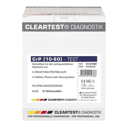 Cleartest CrP HS (10/60) Cut-off de înaltă sensibilitate: 10mg/l Referință: 60mg/l Pachet: 10 teste | Pachet (10 teste)