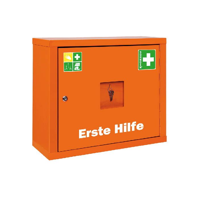 Verbandschrank JUNIORSAFE orange mit Füllung nach ÖNORM Z 1020 1