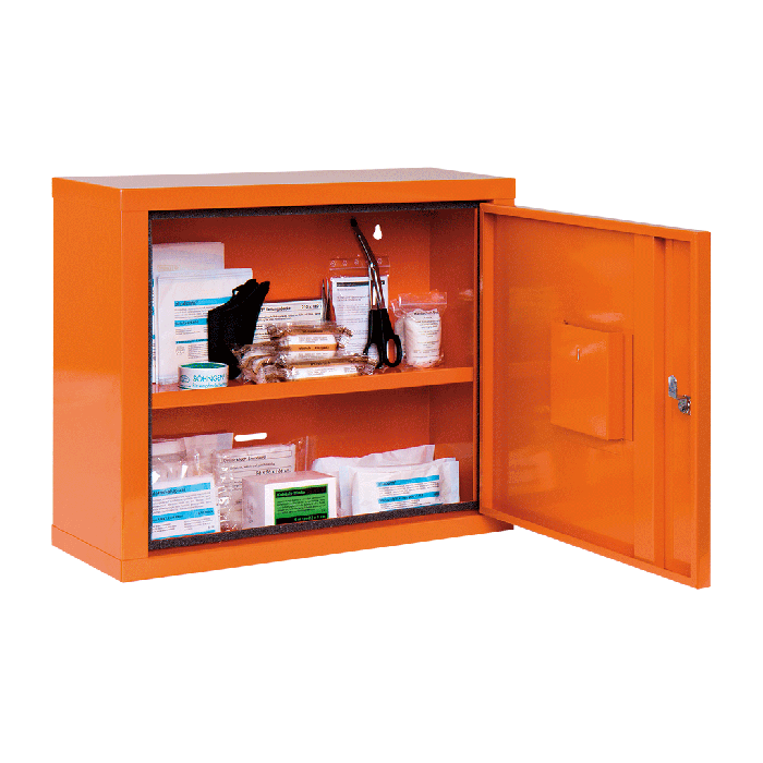 Verbandschrank JUNIORSAFE orange mit Füllung nach ÖNORM Z 1020 1