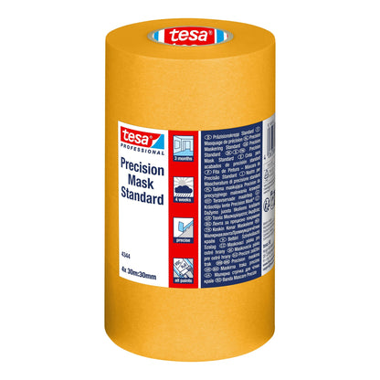 tesa Professional 4344 Präzisionskrepp Standard, orange kleiner Kern, 30 m x 30 mm