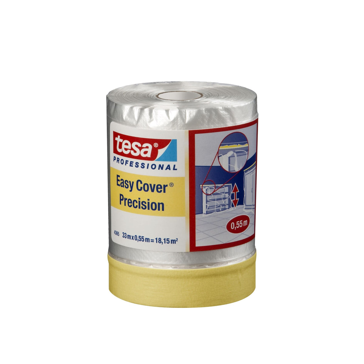 tesa Professional 4365 Easy Cover Präzision PLUS HDPE-Folie, transparent 33 m x 550 mm