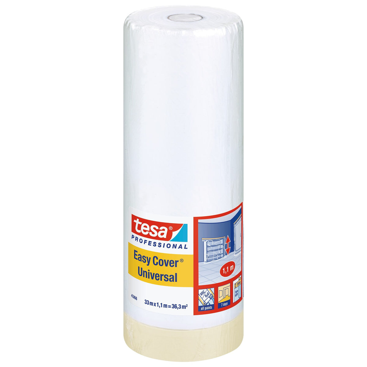 tesa Professional 4368 Easy Cover Universal Folie, hellbeige 33 m x 1,1 m