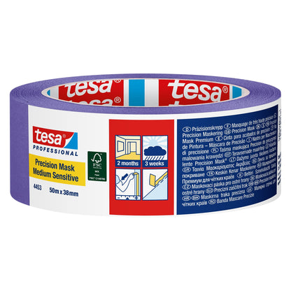 tesa Professional 4453 Precision Mask Medium Sensitive Papierabdeckband, violett 50 m x 38 mm