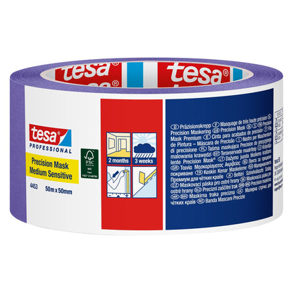 tesa Professional 4453 Precision Mask Medium Sensitive Papierabdeckband, violett 50 m x 50 mm
