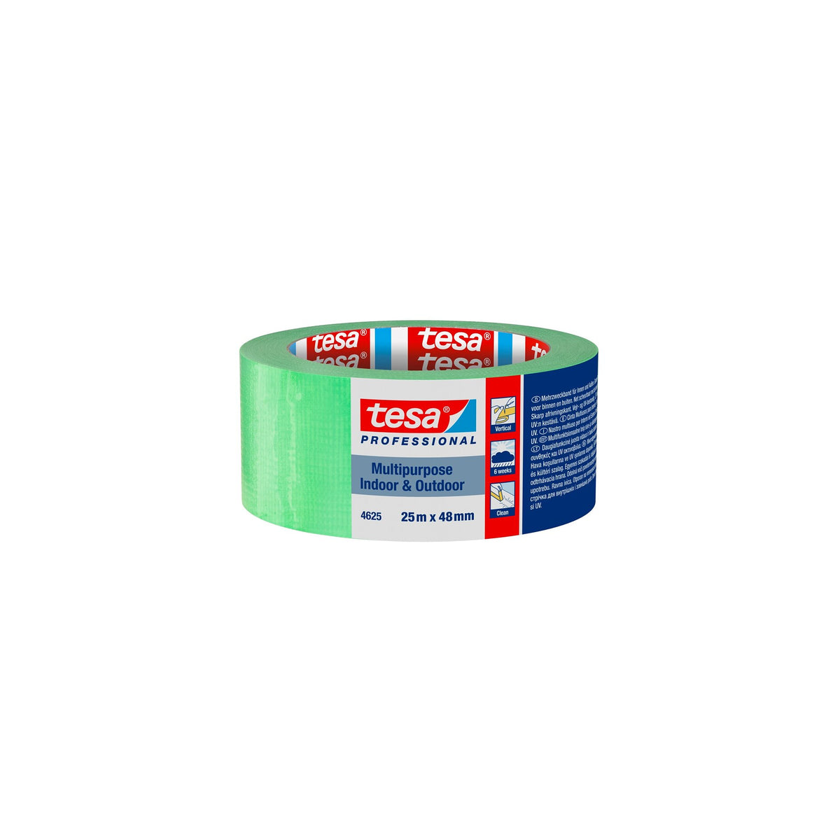 tesa Professional 4625 Vielzweck-Klebeband für Innen & Außen, 25 m x 48 mm, grün