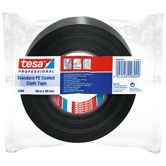 Banda de reparații tesa Professional 4688 PE, neagră, 50 m x 50 mm