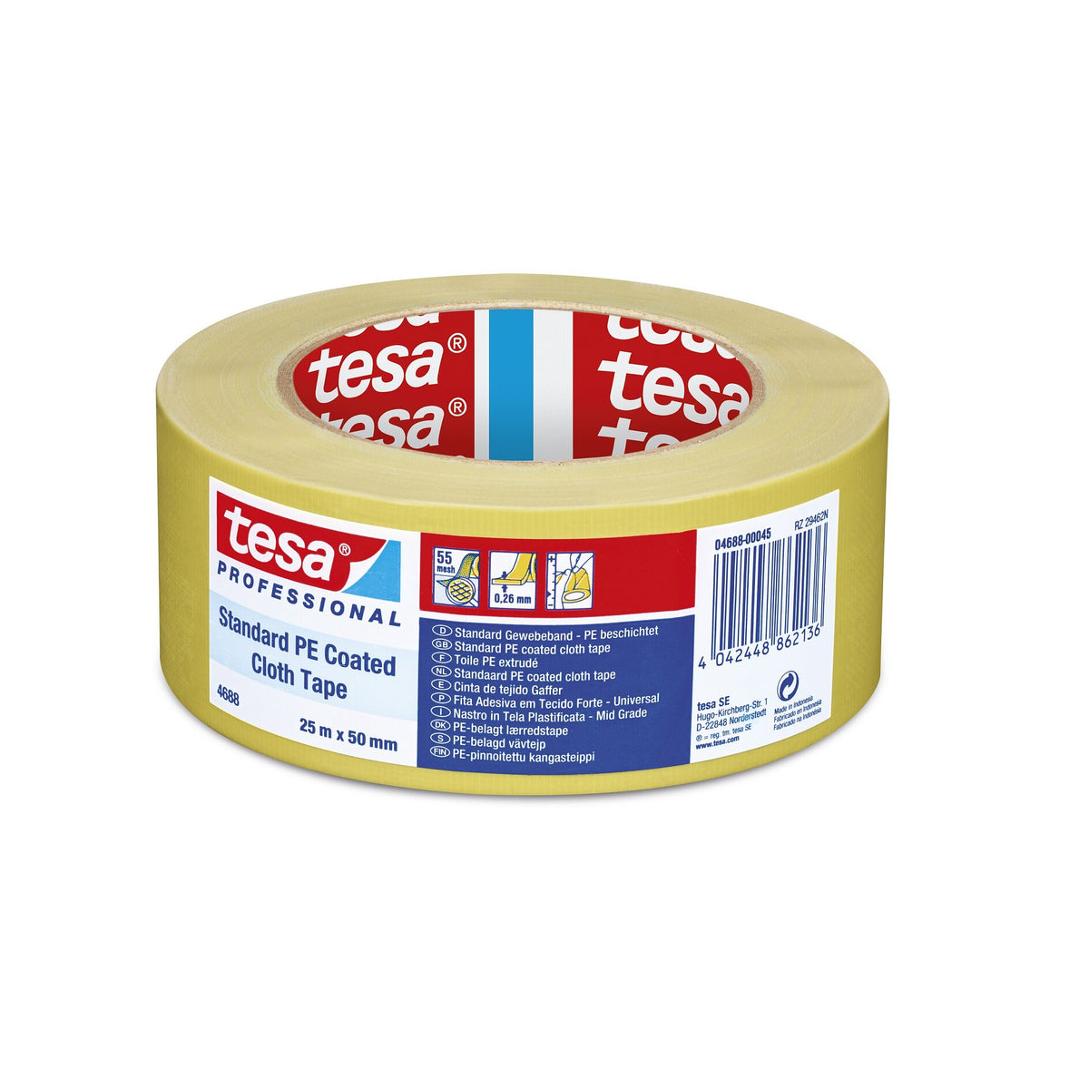 tesa Professional 4688 PE Reparaturband gelb, 25 m x 50 mm