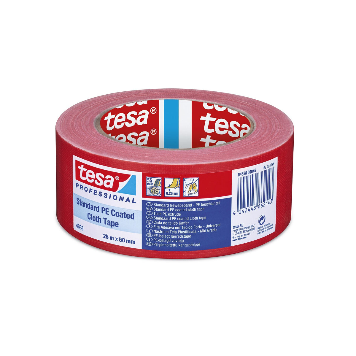 tesa Professional 4688 PE Reparaturband rot, 25 m x 50 mm