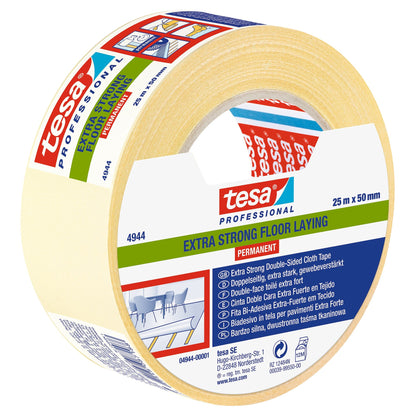 tesa Professional 4944 Verlegeband extra stark permanent, weiß-transluzent 25 m x 50 mm