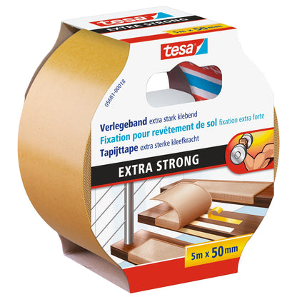 tesa 5681 Verlegeband, extra stark klebend, 5 m x 50 mm, weiß