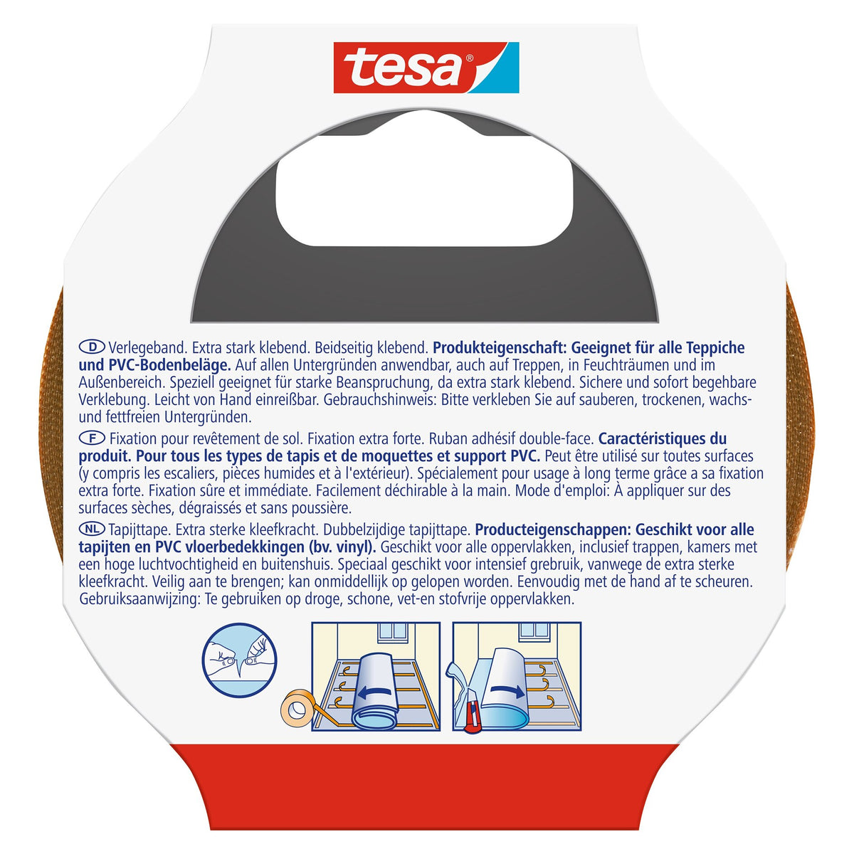 tesa 5681 Verlegeband, extra stark klebend, 5 m x 50 mm, weiß