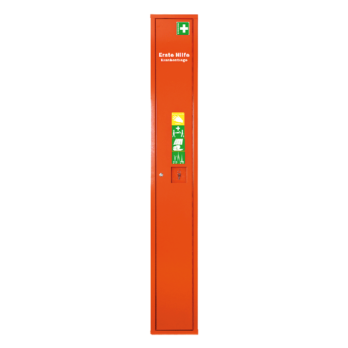 Stehschrank Erste-Hilfe-Trage orange