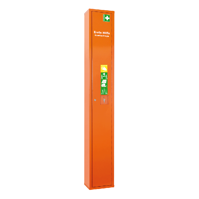 Stehschrank Erste-Hilfe-Trage orange