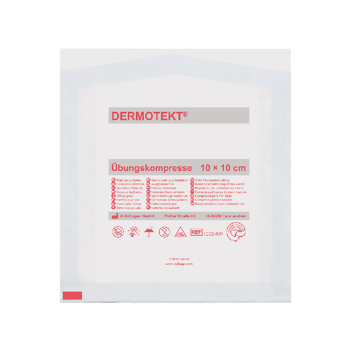 DERMOTEKT®  Übungs-Kompresse 10 x 10 cm 2 Stück unsteril