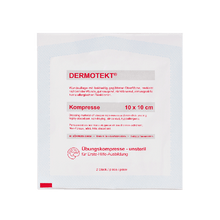 DERMOTEKT®  Compresă de antrenament 10 x 10 cm, 2 bucăți nesterile, câte 50 bucăți pe cutie