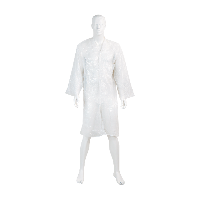 Einmal-Schutzkittel mit Ärmel PE, weiss, Breite 80 cm