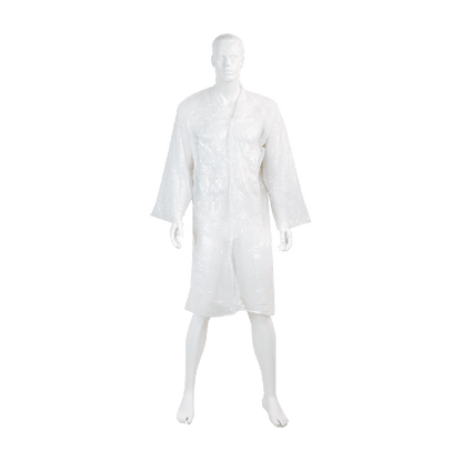 Einmal-Schutzkittel mit Ärmel PE, weiss, Breite 80 cm