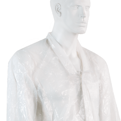 Einmal-Schutzkittel mit Ärmel PE, weiss, Breite 80 cm