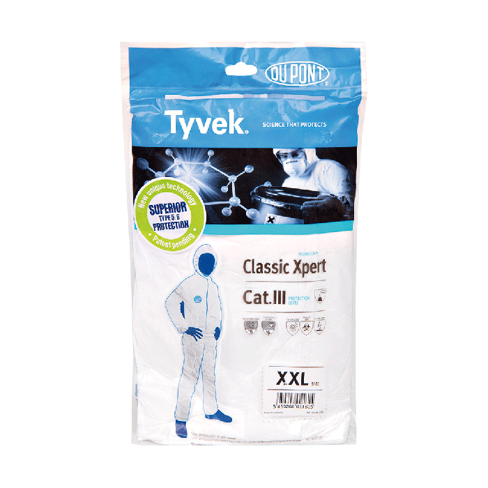 Tyvek® Classic Xpert Schutz- overall Kat.III Typ 5-6 Gr.XXL