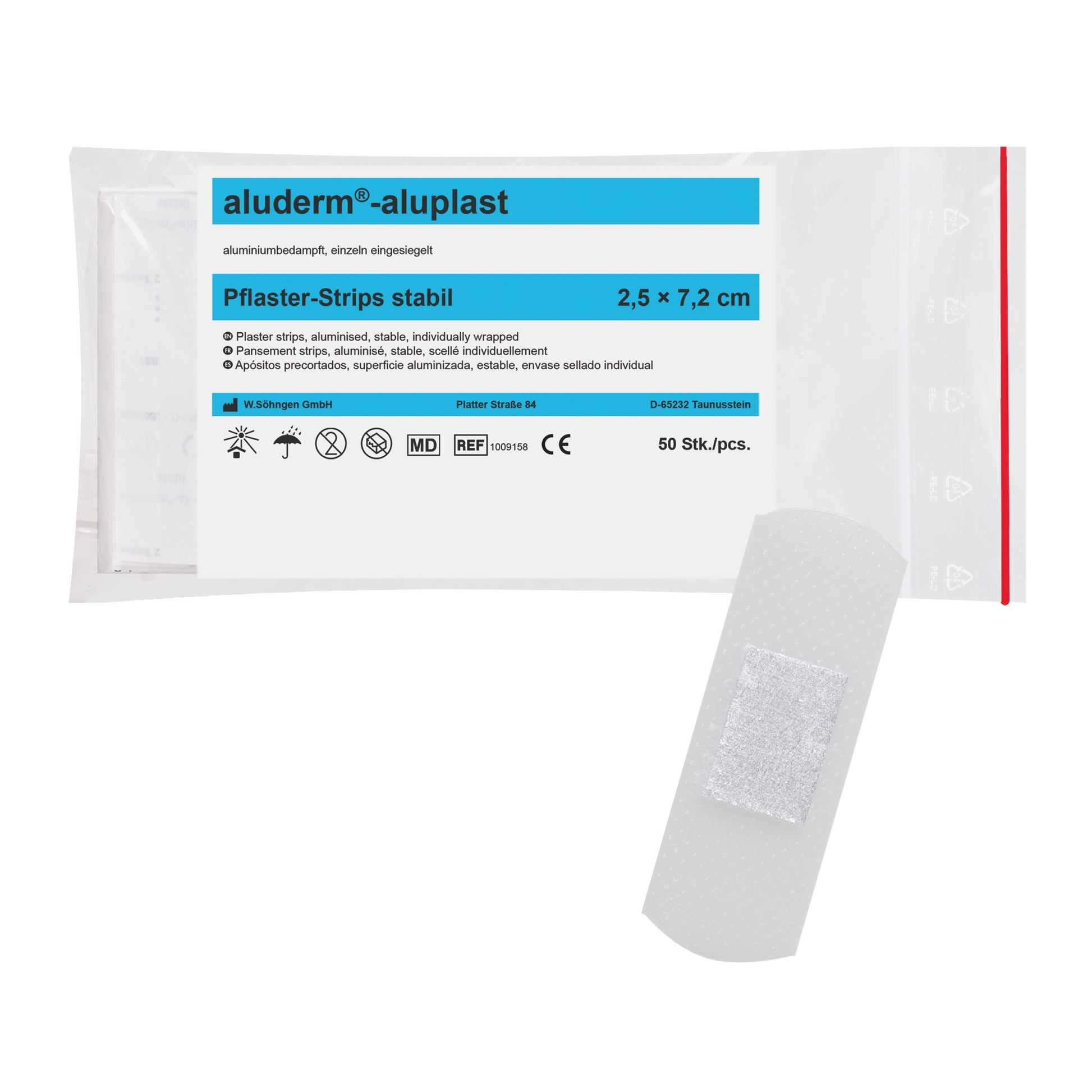 aluderm®-aluplast stabil Strips 2,5 x 7,2 cm 50 Stück