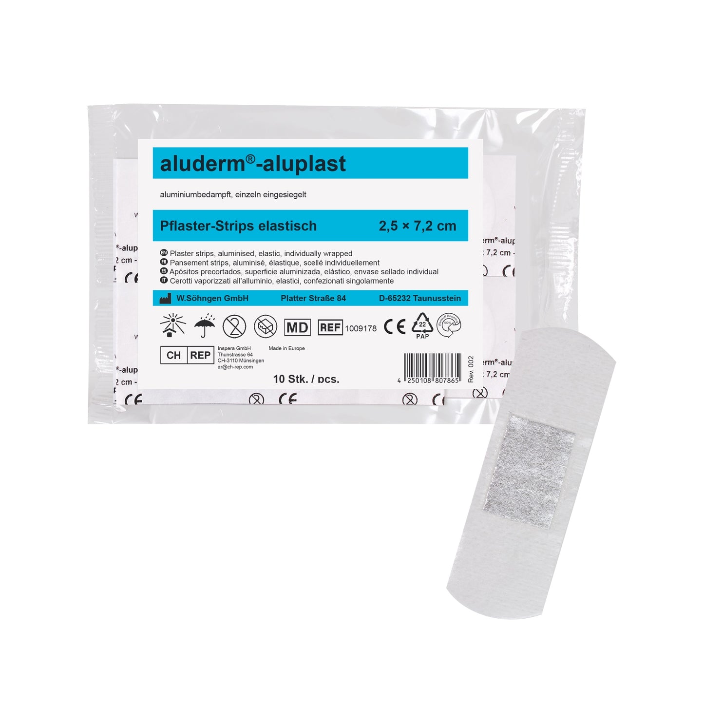 aluderm®-aluplast elastisch Strips 2,5 x 7,2 cm 10 Stück