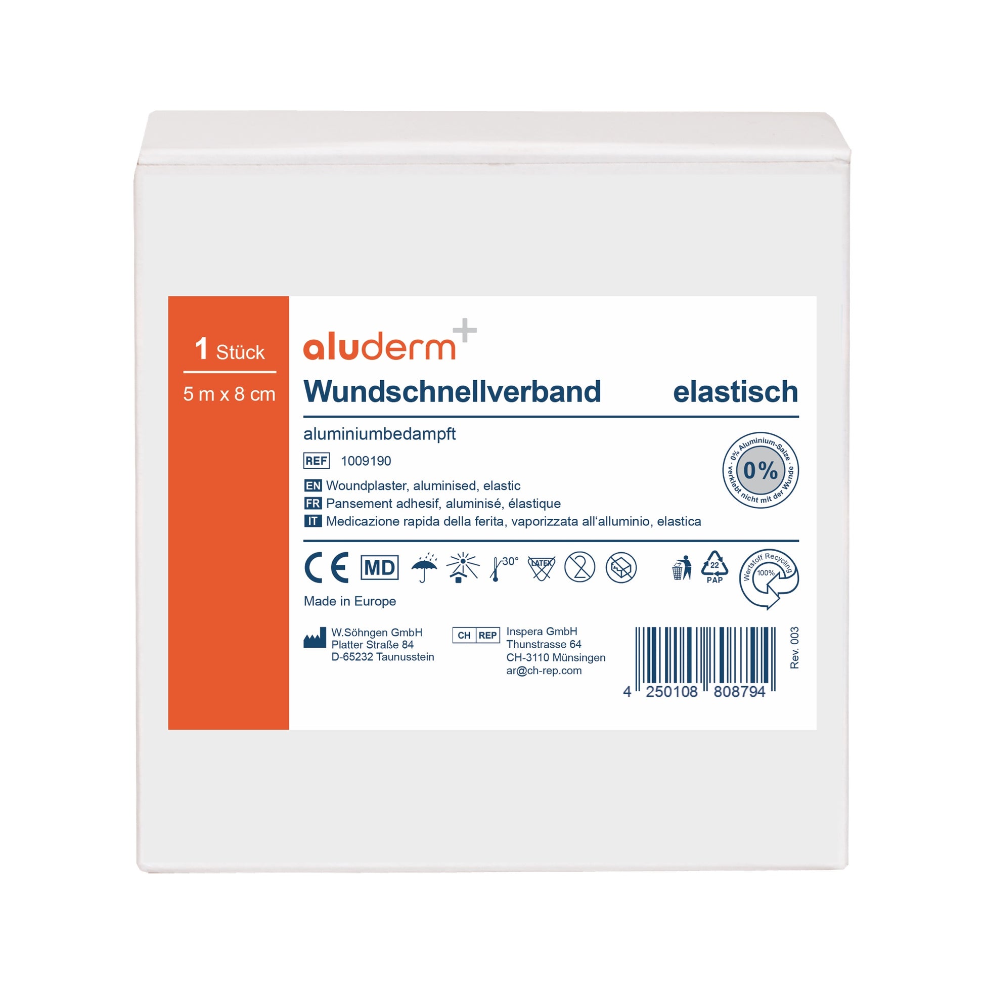 aluderm®-aluplast elastisch - gerollt 5 m x 8 cm