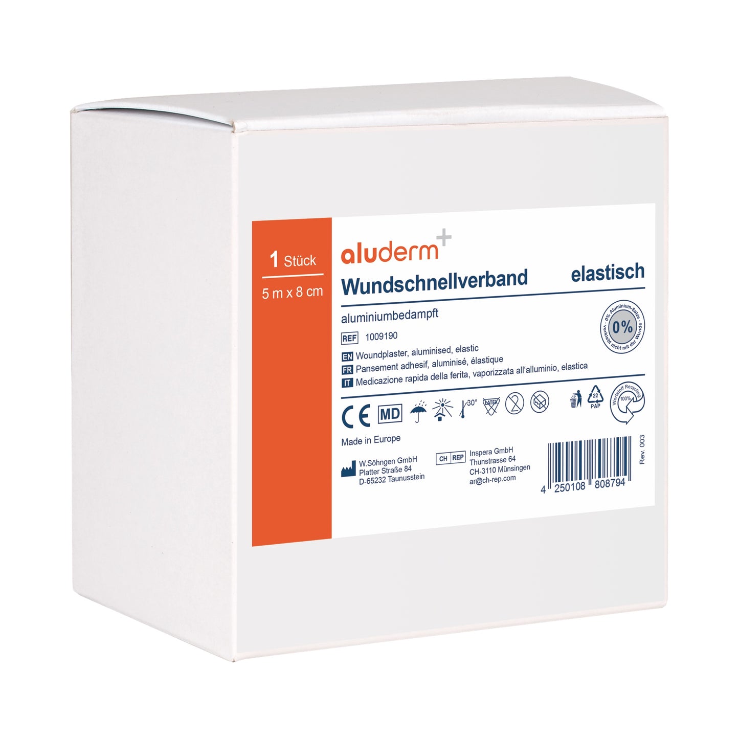 aluderm®-aluplast elastisch - gerollt 5 m x 8 cm