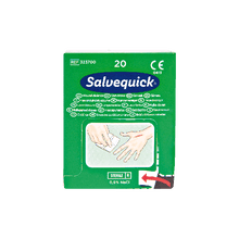Șervețele de curățare a rănilor Salvequick – cutie cu 20 de bucăți, cutie de carton cu 20 de bucăți