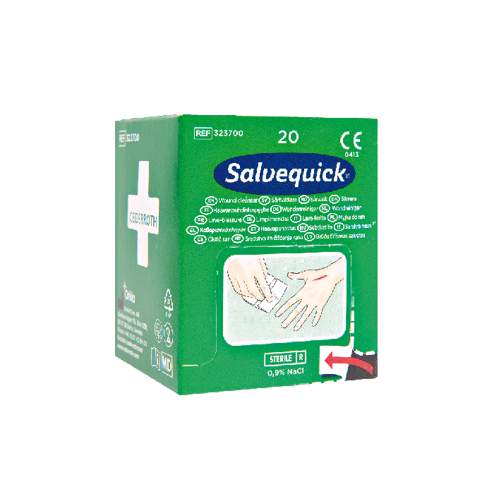 Salvequick-Wundreinigungstücher Box à 20 Stück Karton à 20 Stück