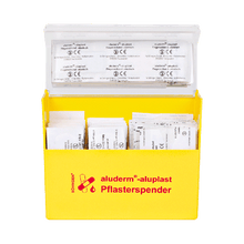 Dispenser pentru plasturi, galben, aluderm®-aluplast, umplut