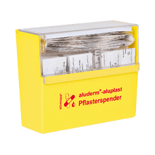 Dispenser pentru plasturi, galben, aluderm®-aluplast, umplut